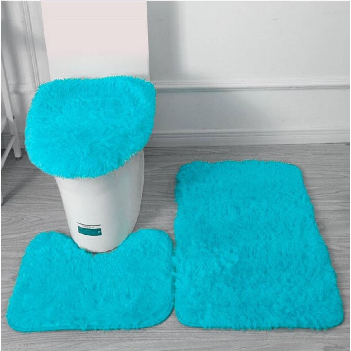 GENERICO - Set De Baño 3 Piezas Alfombras Peludas Antideslizante