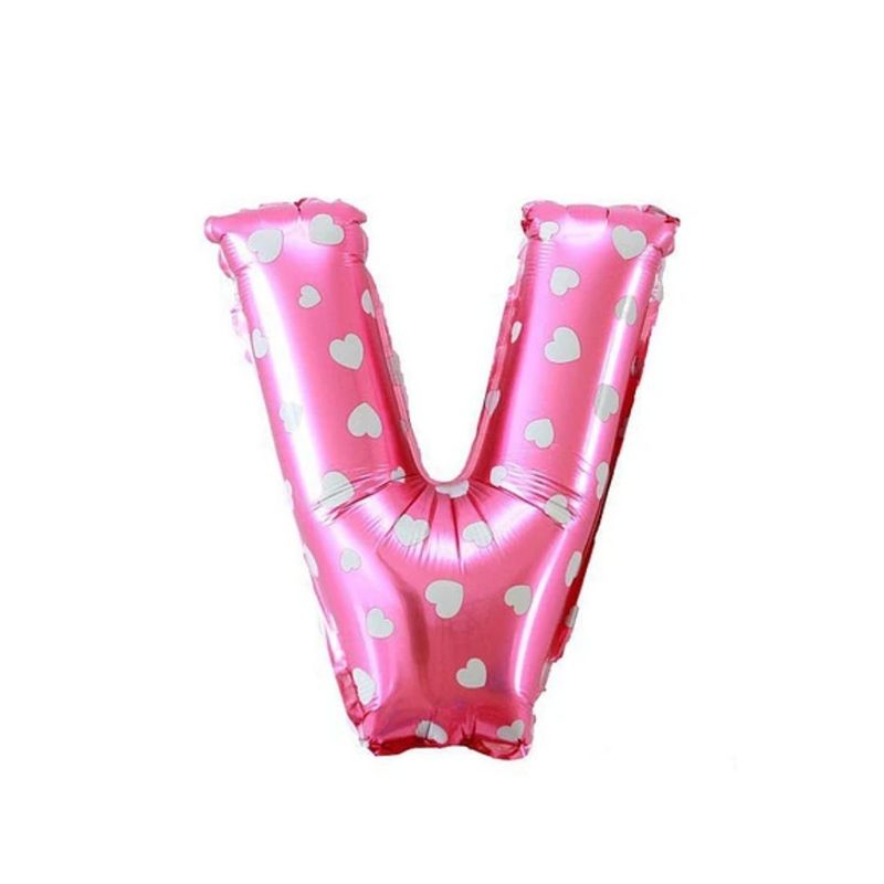 GENERICO - Globo letra "V" Rosa 16 Pulgadas