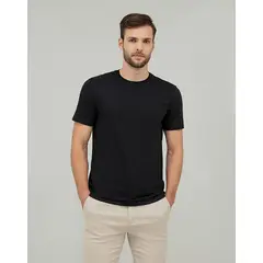 ROLY - Polera Hombre Negra Algodón Cuello Redondo