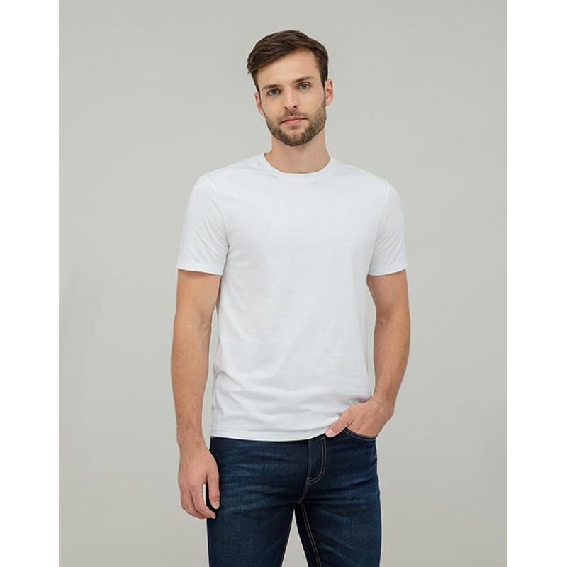 ROLY - Polera Blanca Hombre Algodón Cuello Redondo