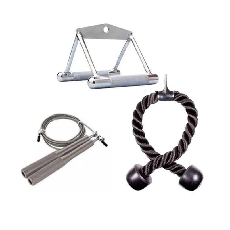 GENERICO - Pack Manilla Doble Cromada  Cuerda Tríceps  Speed Rope
