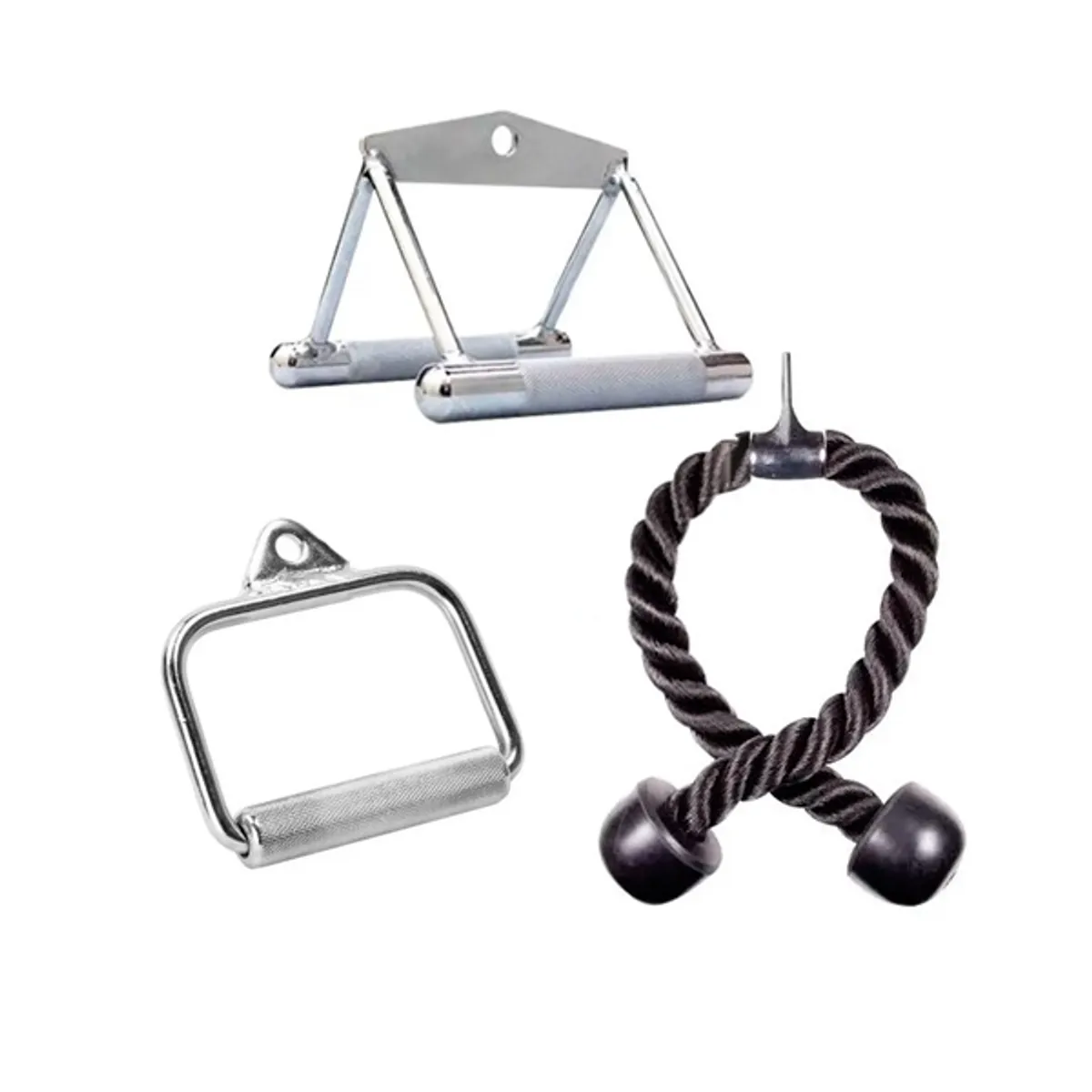 GENERICO - Pack Manilla Doble Cromada  Cuerda Tríceps  Manilla Simple