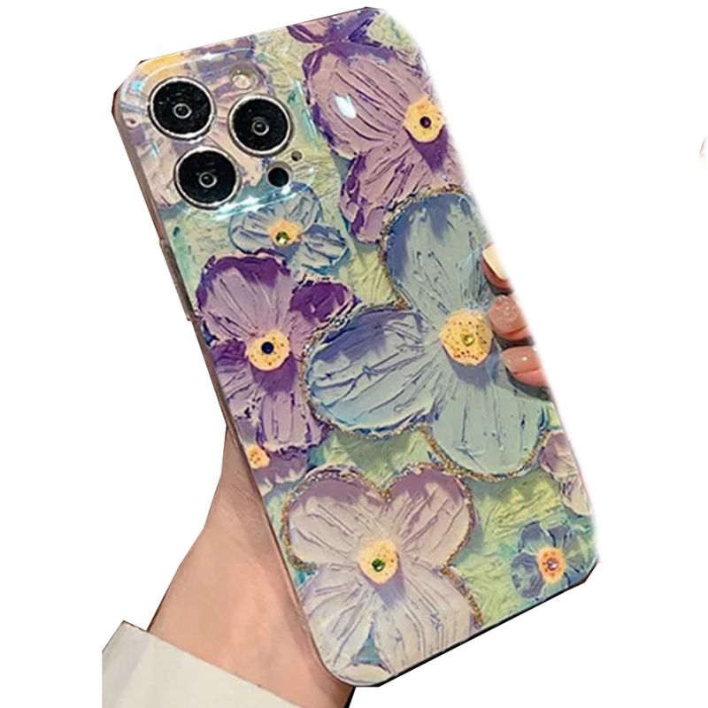 GENERICO - Carcasa Para iPhone 14 Flores Lila 3d Premium