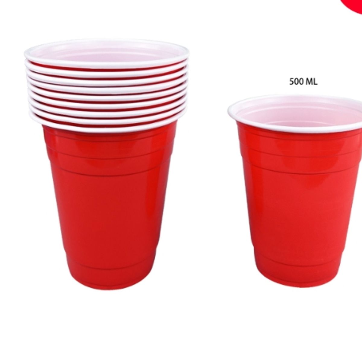 GENERICO - Vasos Plastico Rojo 500ML 10 Unidades