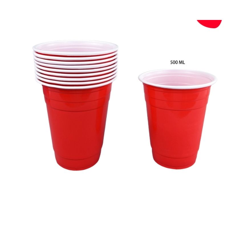 GENERICO - Vasos Plastico Rojo 500ML 10 Unidades