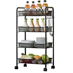 MP - Carro Frutero Organizador Multiuso Con 4 Niveles Y Ruedas