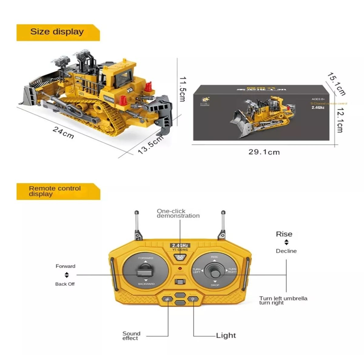 GENERICO - Excavadora Camión bulldozer radio control Rc120