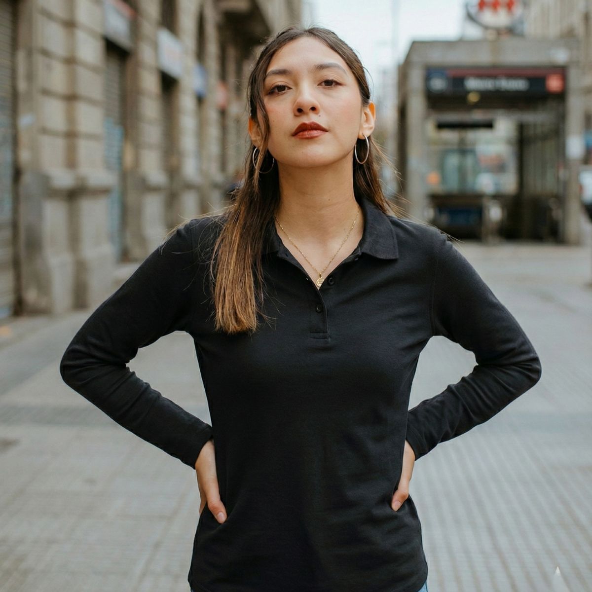 T WORLD - Polera Polo DryFresh Mujer Manga Larga UV50+ Secado Rápido