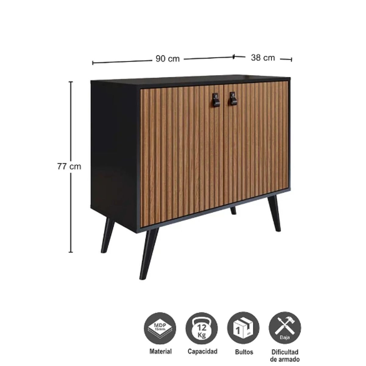BE DESIGN - BUFFET AMBER 2 PUERTAS NEGRO MATE/BRISE - 3005.0002