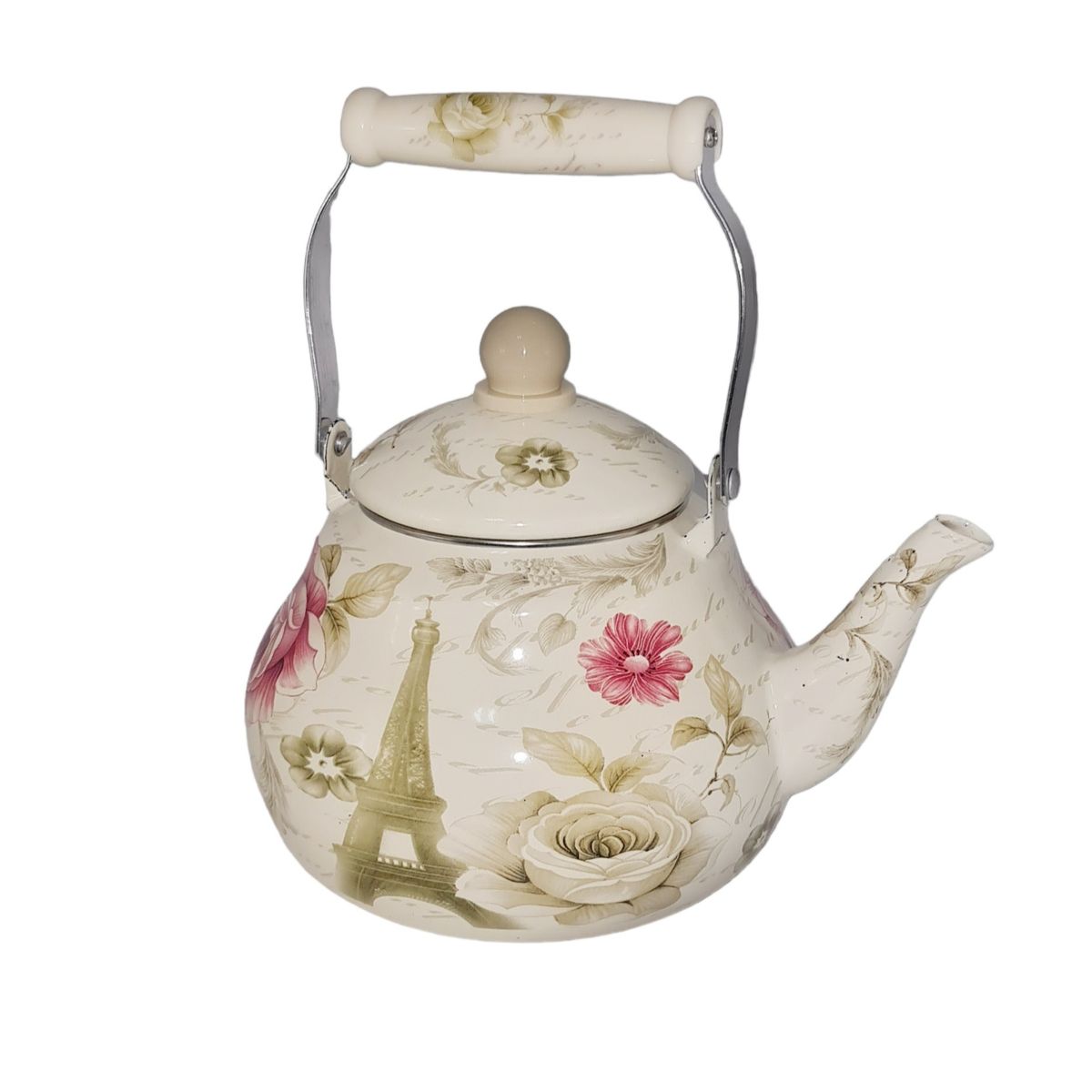 MOGA - Tetera cafetera metal enlozada 2.5 litros fuego directo