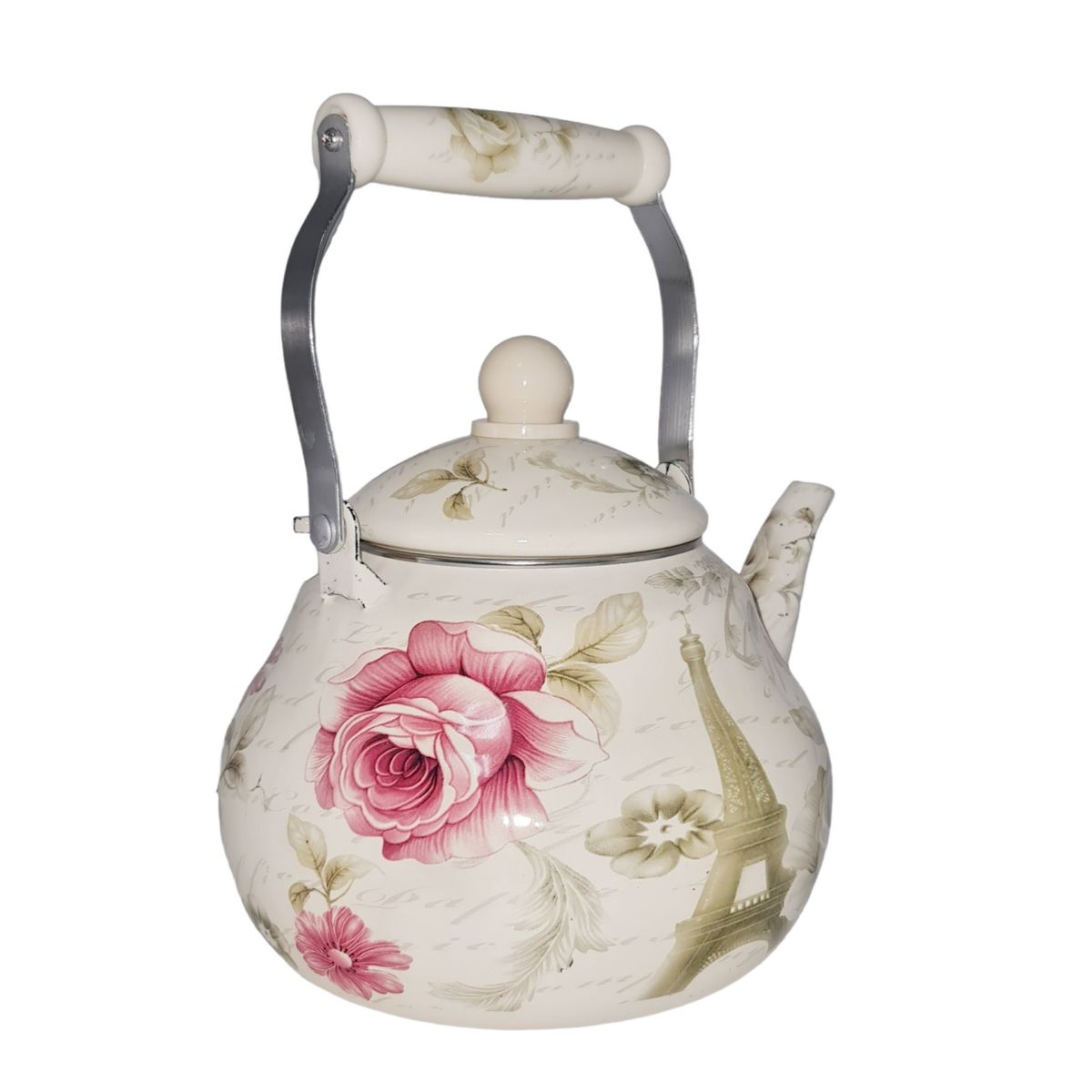 MOGA - Tetera cafetera metal enlozada 2.5 litros fuego directo