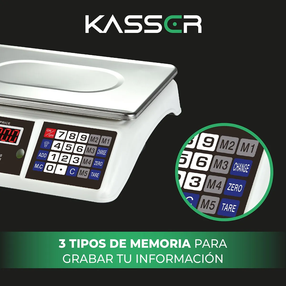 HOSSER - Balanza Digital Kasser Pesa 40 kilos Comercial Recargable 