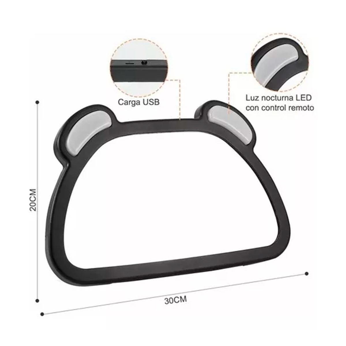 GENERICO - Espejo Retrovisor De Asiento Para Bebé Con Luces Led