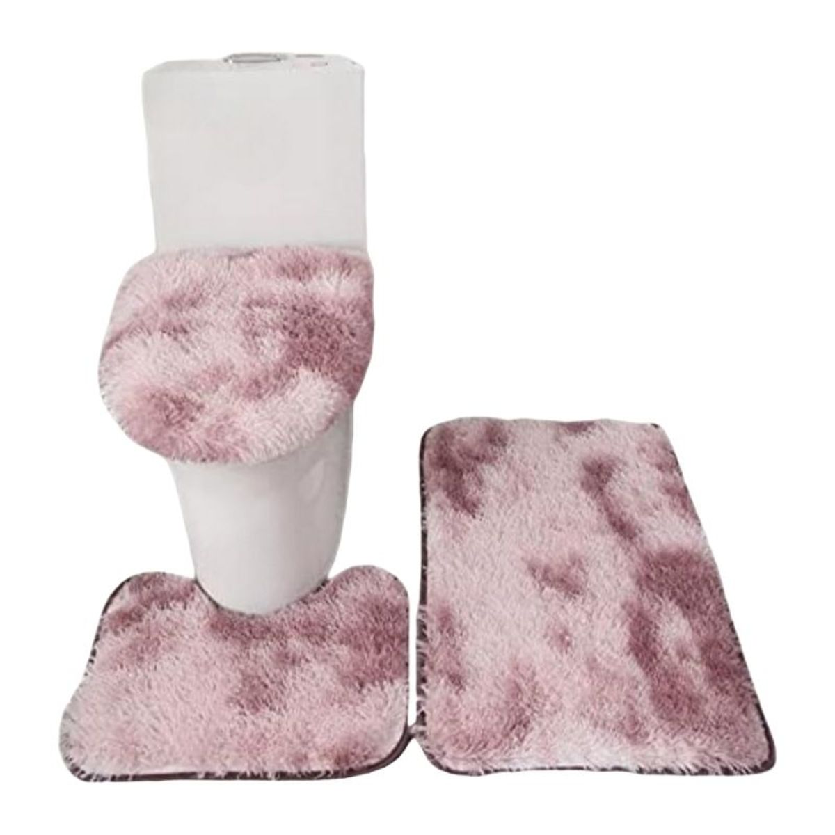 GENERICO - Set Baño 3 Piezas Peludo Antideslizante Diseños Jaspeados