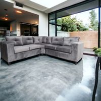 Sofá Seccional L San Sebastián Felpa Gris 230Cm X 230Cm