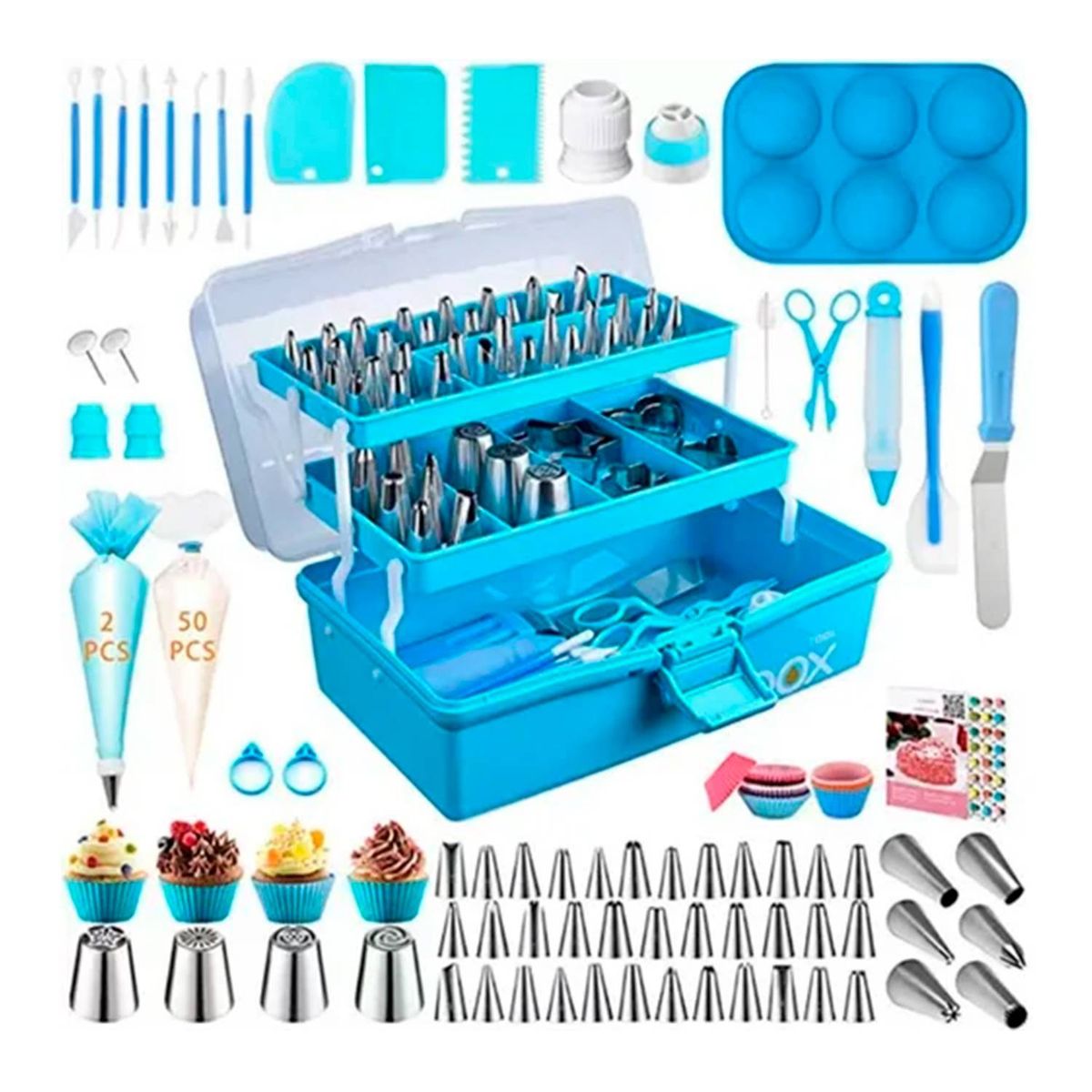 GENERICO - Kit Decoración Utensilios Repostería 236pcs Maleta 3 Niveles