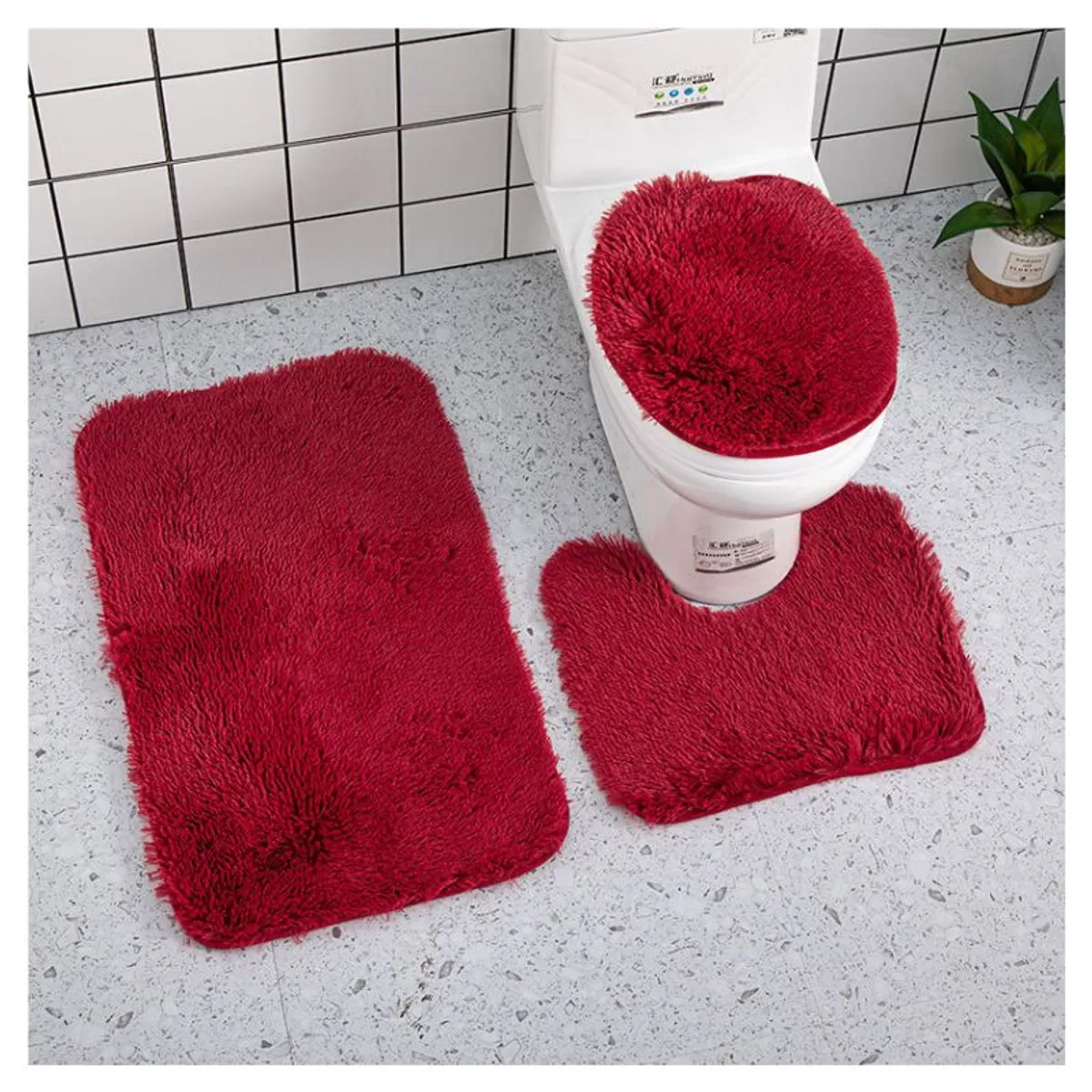 GENERICO - Set De Baño 3 Piezas Alfombras Peludas Antideslizante