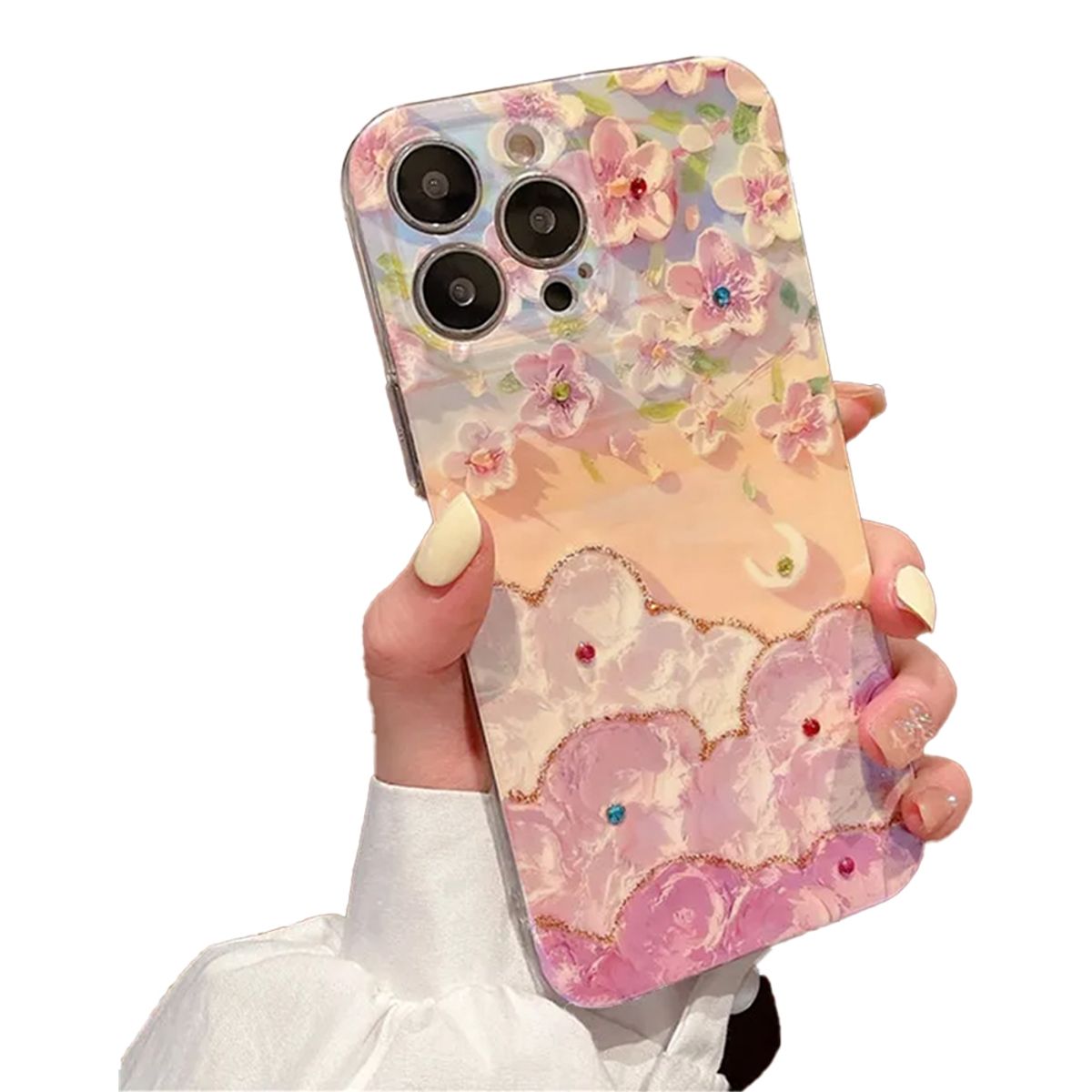 GENERICO - Carcasa Para iPhone 14 Flores Claro 3d Premium