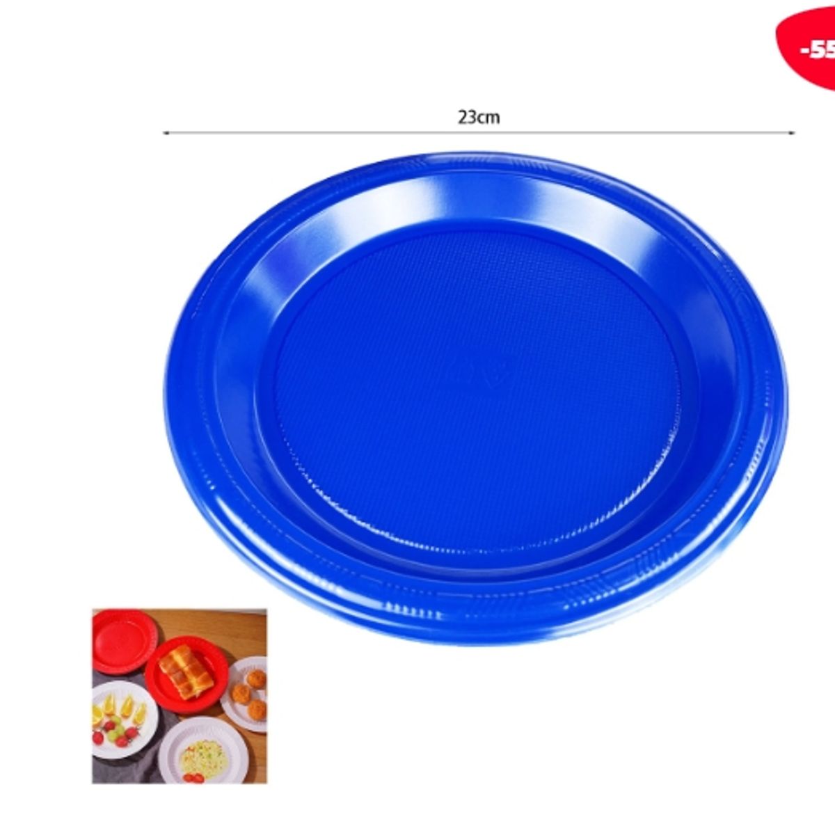 GENERICO - Plato Plastico Azul 23 X 23 CM 10 Unidades