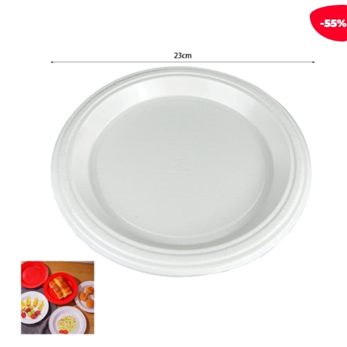 GENERICO - Plato Plastico Blanco 23 X 23 CM 10 Unidades