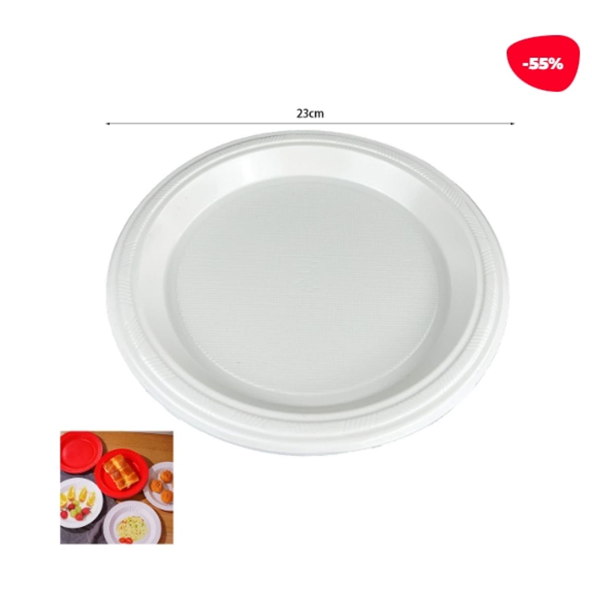 GENERICO - Plato Plastico Blanco 23 X 23 CM 10 Unidades
