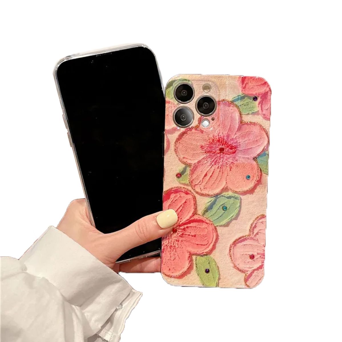 GENERICO - Carcasa Para iPhone 15 Pro Flores Rosado 3d Premium
