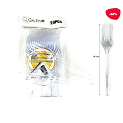 GENERICO - Tenedor Plastico Desechable Transparente 20 Unidades
