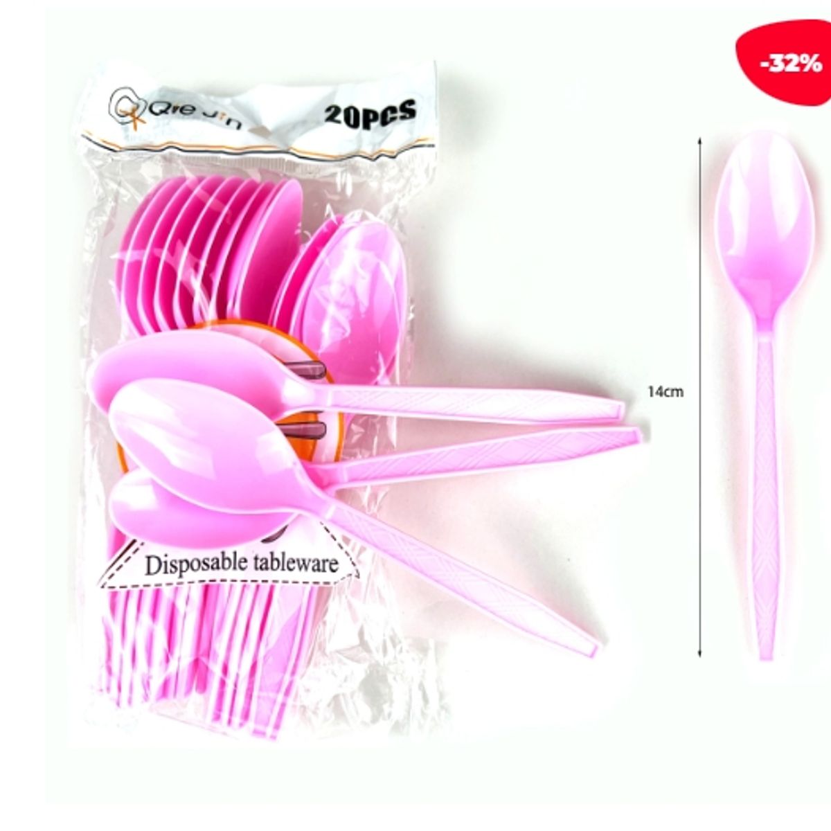 GENERICO - Cuchara Plastica Desechable Transparente 20 Unidades