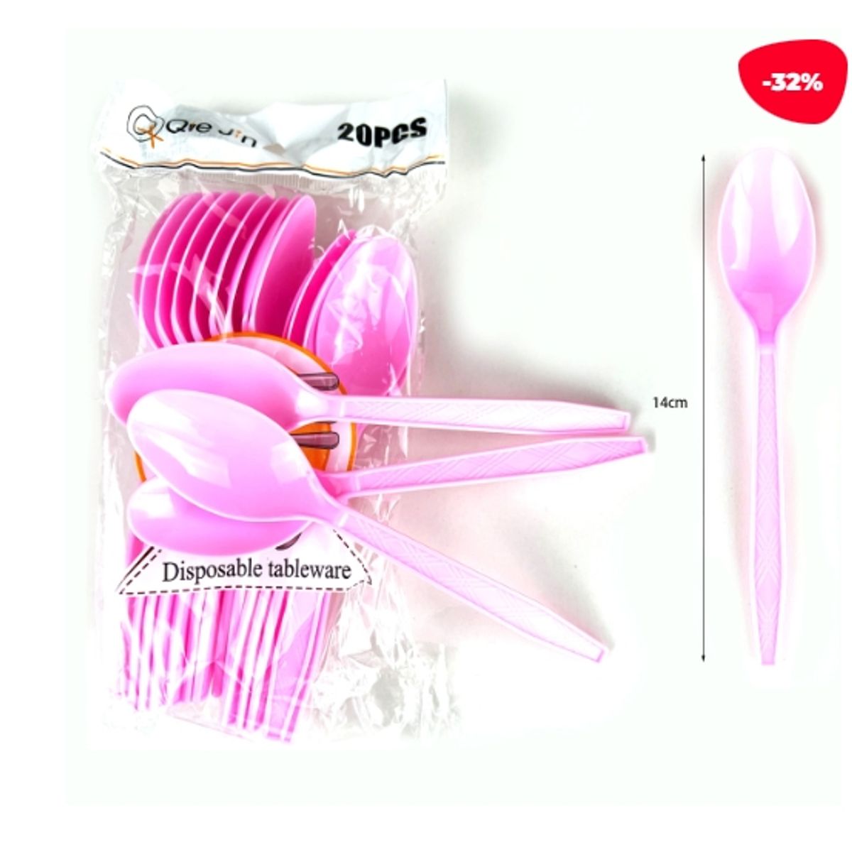 GENERICO - Cuchara Plastica Desechable Transparente 20 Unidades