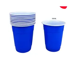 GENERICO - Vasos Plastico Azul 500ML 10 Unidades