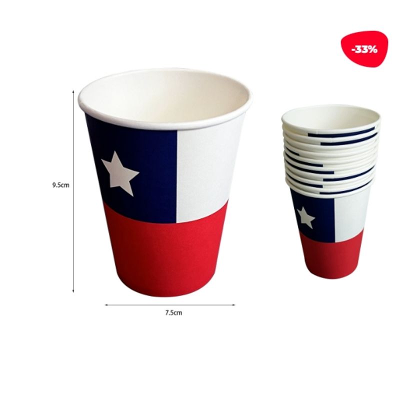 GENERICO - Vasos Carton Tricolor 87X75X53MM 10 Unidades