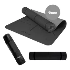 GENERICO - Mat Yoga Colchoneta 6mm Doble Color Guías bolso correa Negro