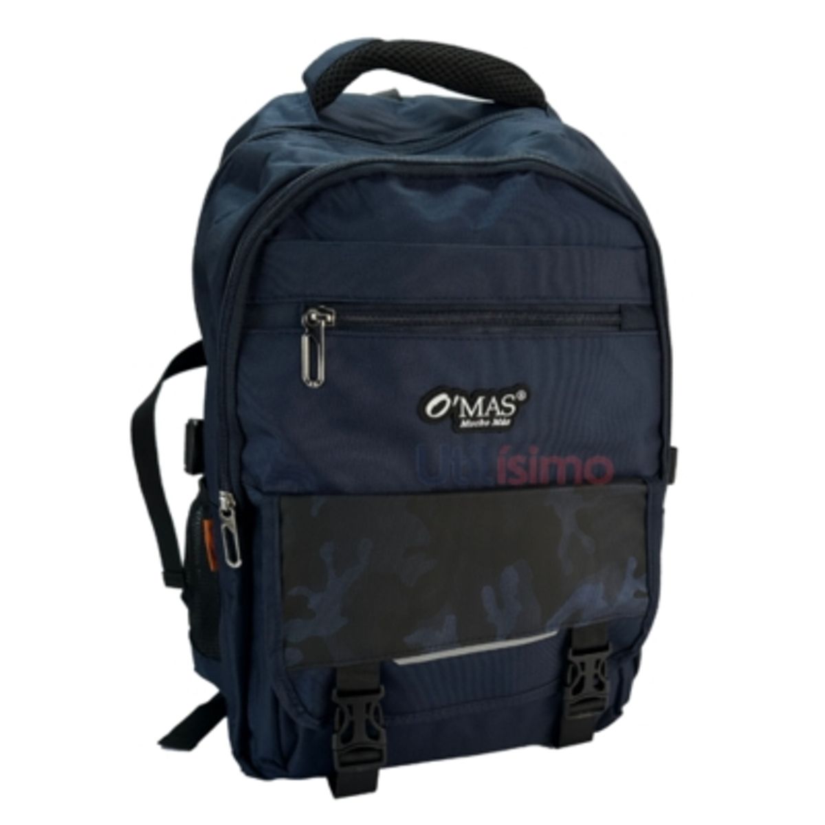 UTILISIMO - Mochila Escolar con Broches Camuflaje Poliéster 46X33X16 cm Azul