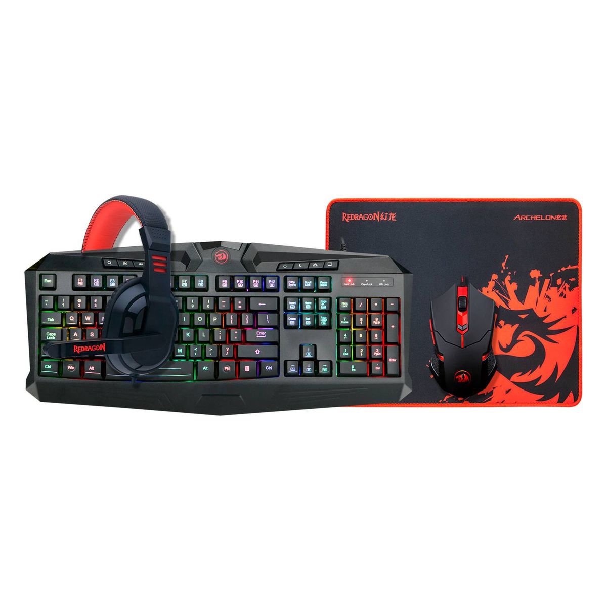 REDRAGON - Kit Gamer Redragon 4 en 1 S101BA Teclado Mouse Audifono Pad