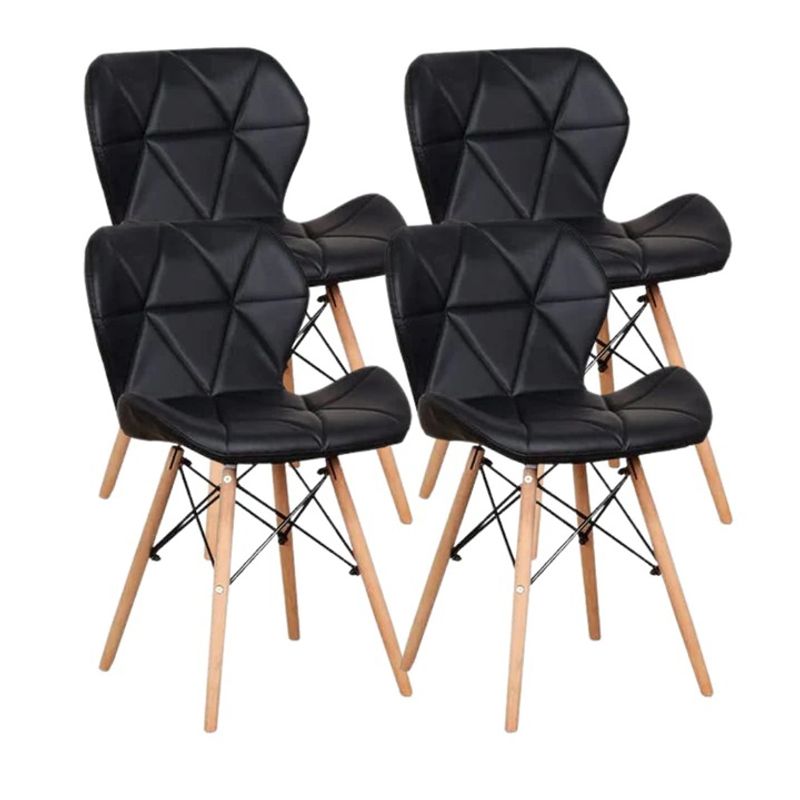 PANDALINO - Set 4 sillas de comedor Rubik Negro Pandalino