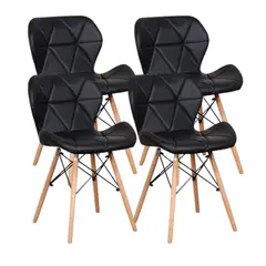 PANDALINO - Set 4 sillas de comedor Rubik Negro