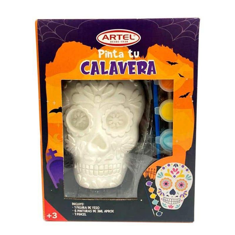 ARTEL - Figura Yeso Calavera + Pinturas halloween ARTEL