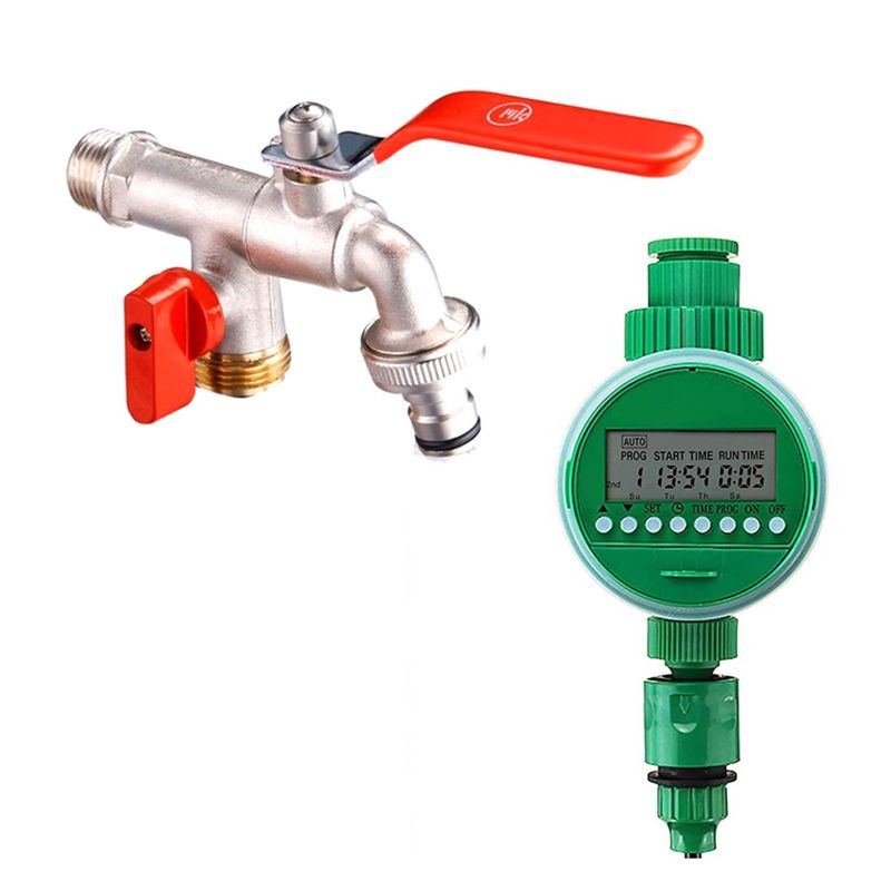 FLOWMAK - KIT FLOWMAK RIEGO LLAVE DOBLE 1/2" + PROGRAMADOR