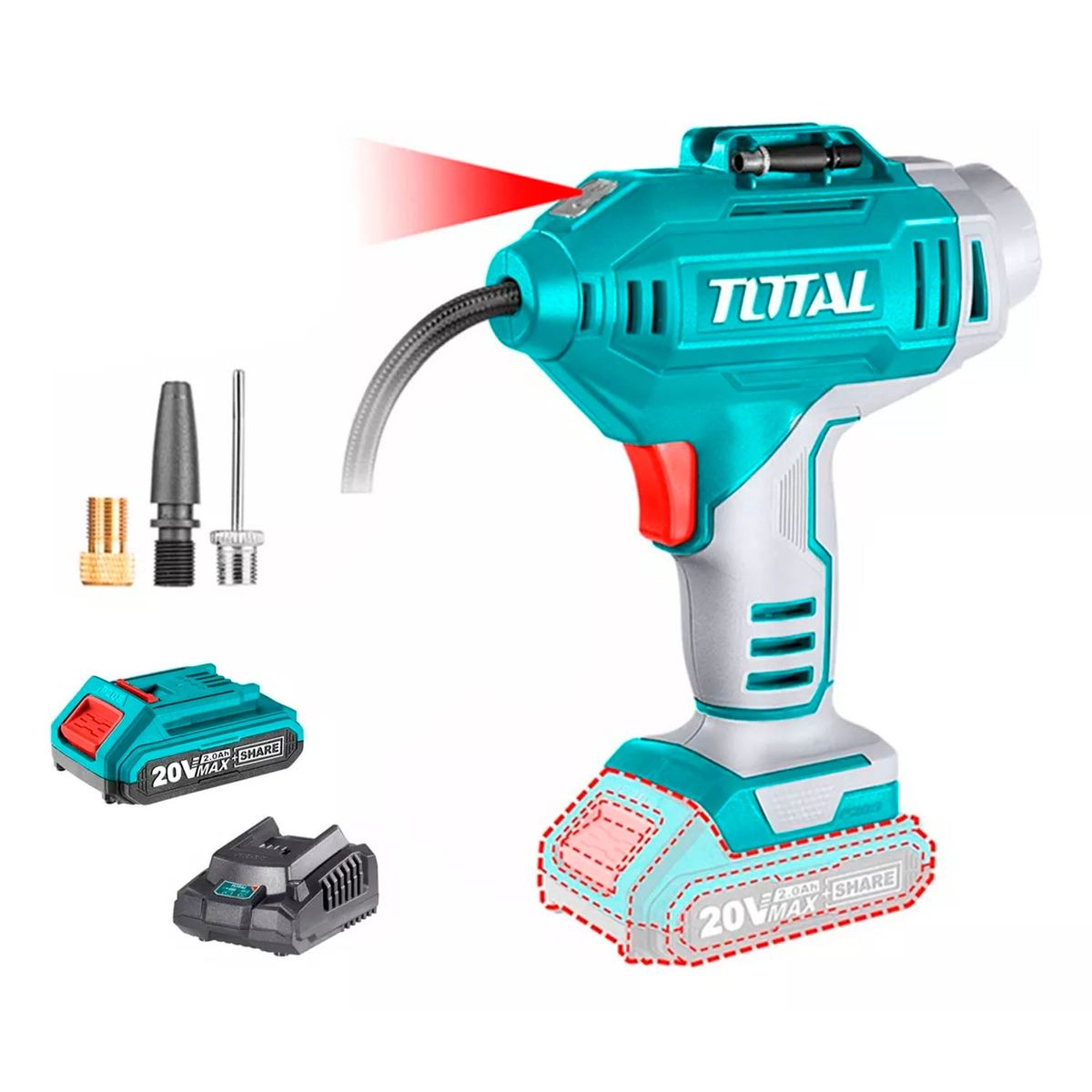 Inflador Compresor Aire 20v Bat Carg Total Tacli2018, marca TOTAL TOOLS - Foto Principal