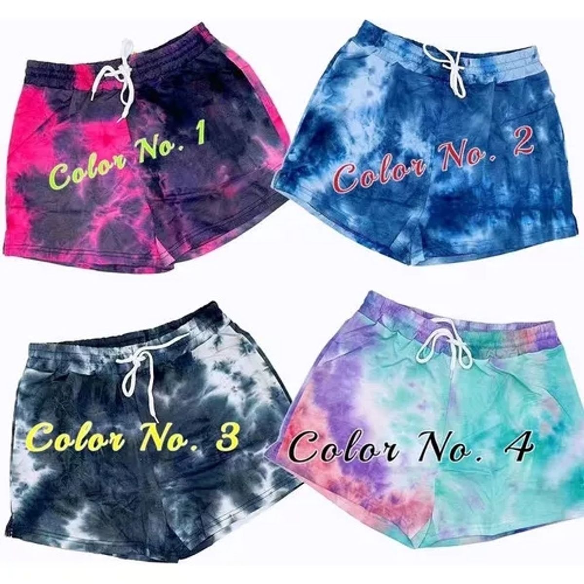 EVERSO - Pack 6 Short Deportivo Yoga Mujer Tie-dye Verano