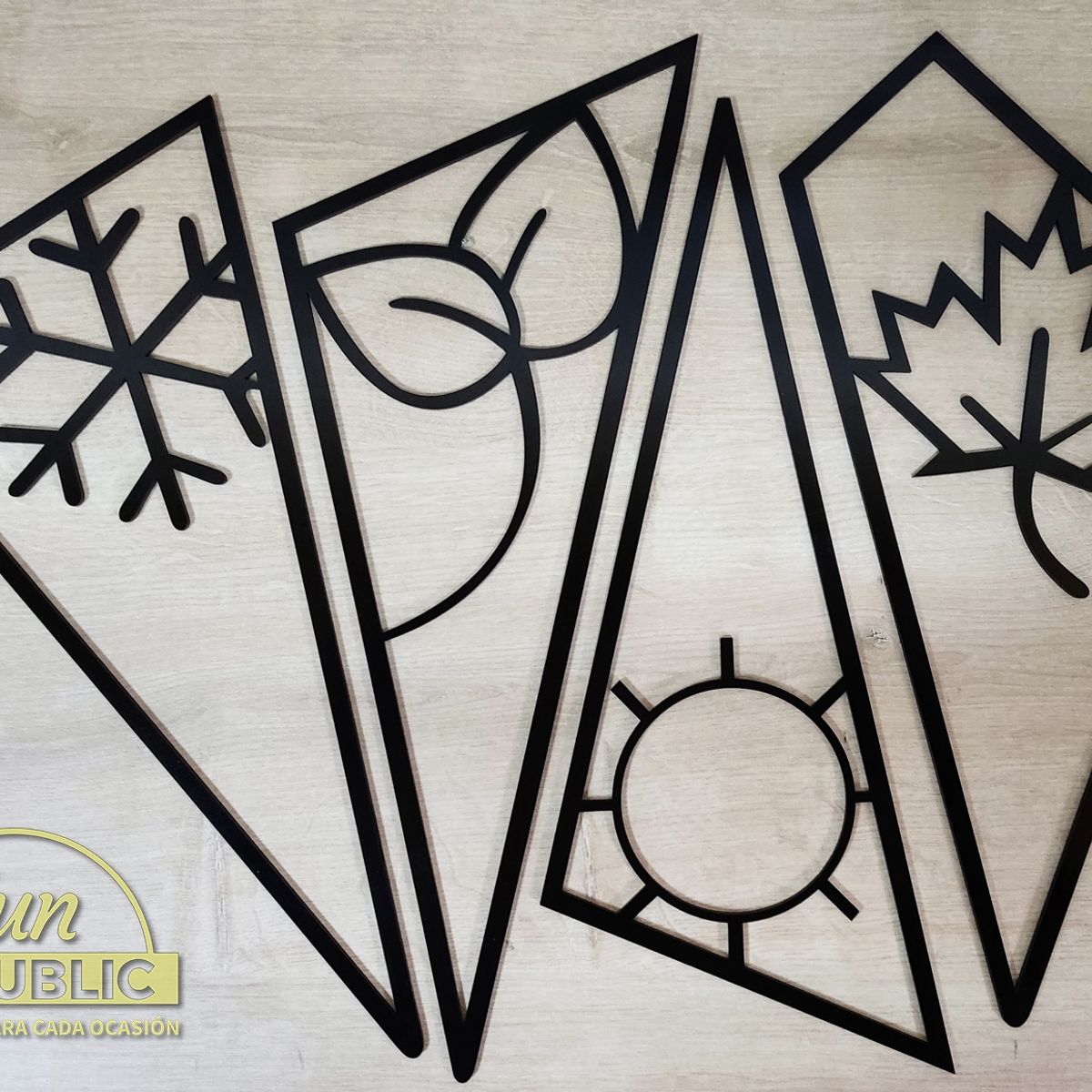 ELAB PROPIA - Set 4 Cuadros Cuatro Estaciones 50x40cm en Total - Madera Fun Republic