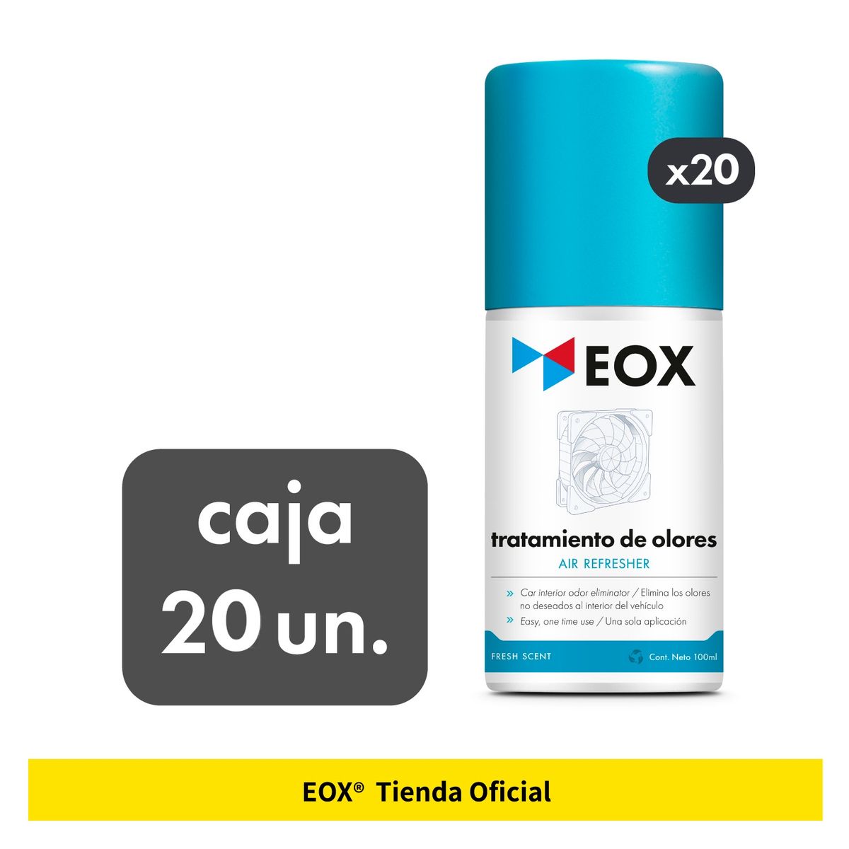 GENERICO - Caja 20UN.  Eliminador Olores Autos Aroma Fresh Eox 100 Ml