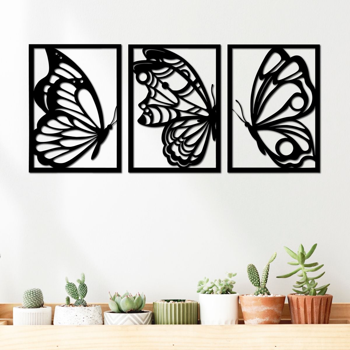 ELAB PROPIA - Set 3 Cuadros Decorativos Mariposas 40x28cm c.u. - Madera Fun Republic