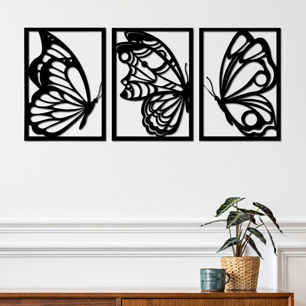 ELAB PROPIA - Set 3 Cuadros Decorativos Mariposas 40x28cm c.u. - Madera Fun Republic