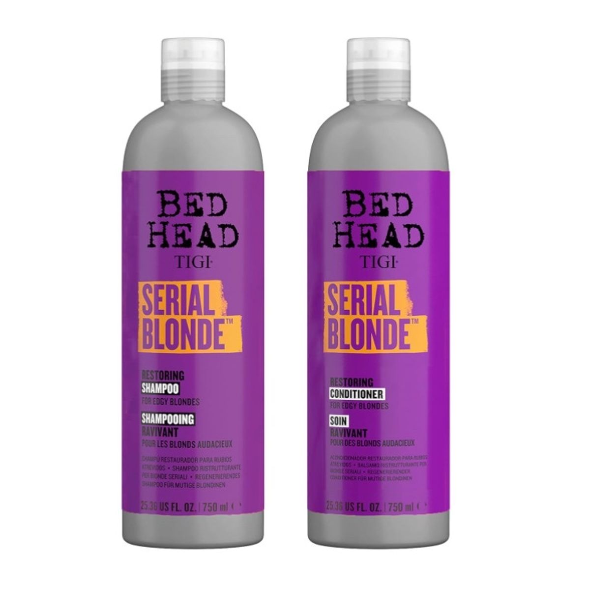 TIGI - Pack 1 Shampoo y 1 Acondicionador Serial Blonde 750 ml c/u Bed Head - Tigi.-