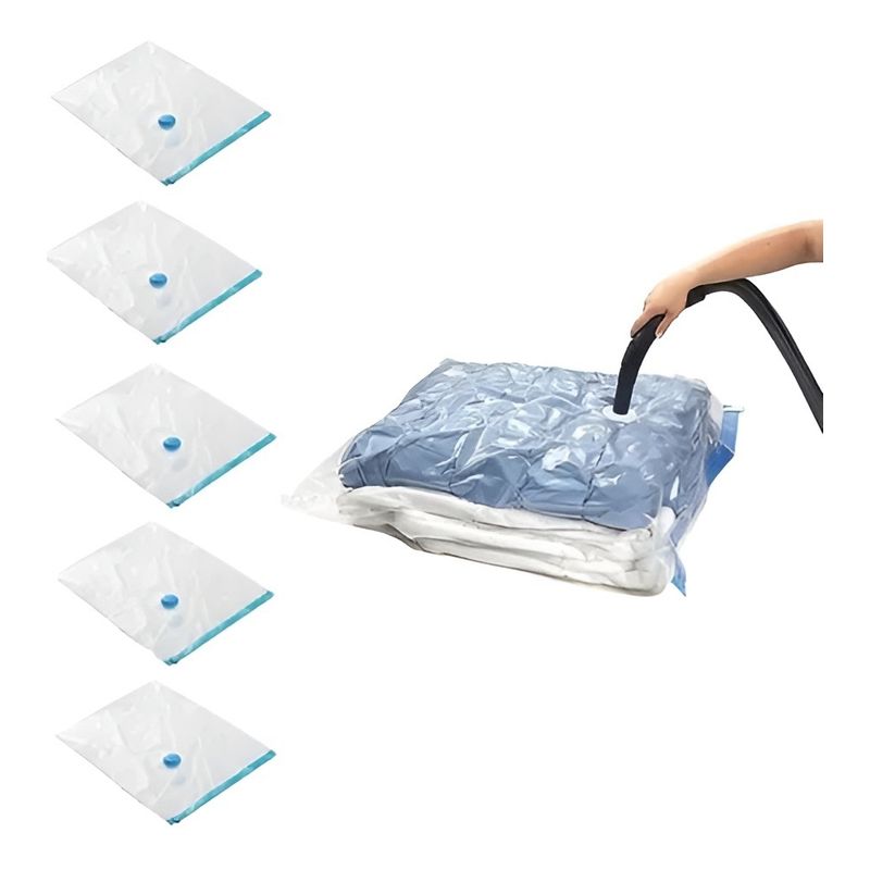 GENERICO - Pack X5 Bolsas Al Vacio Ropa Closet Salva Espacio 80x110cm