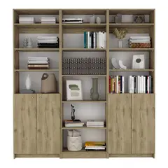 FMFURNITURE - Set 2 Estantes 2P + Estante 5 R +3 Complementos Fm-032C Cafe Claro