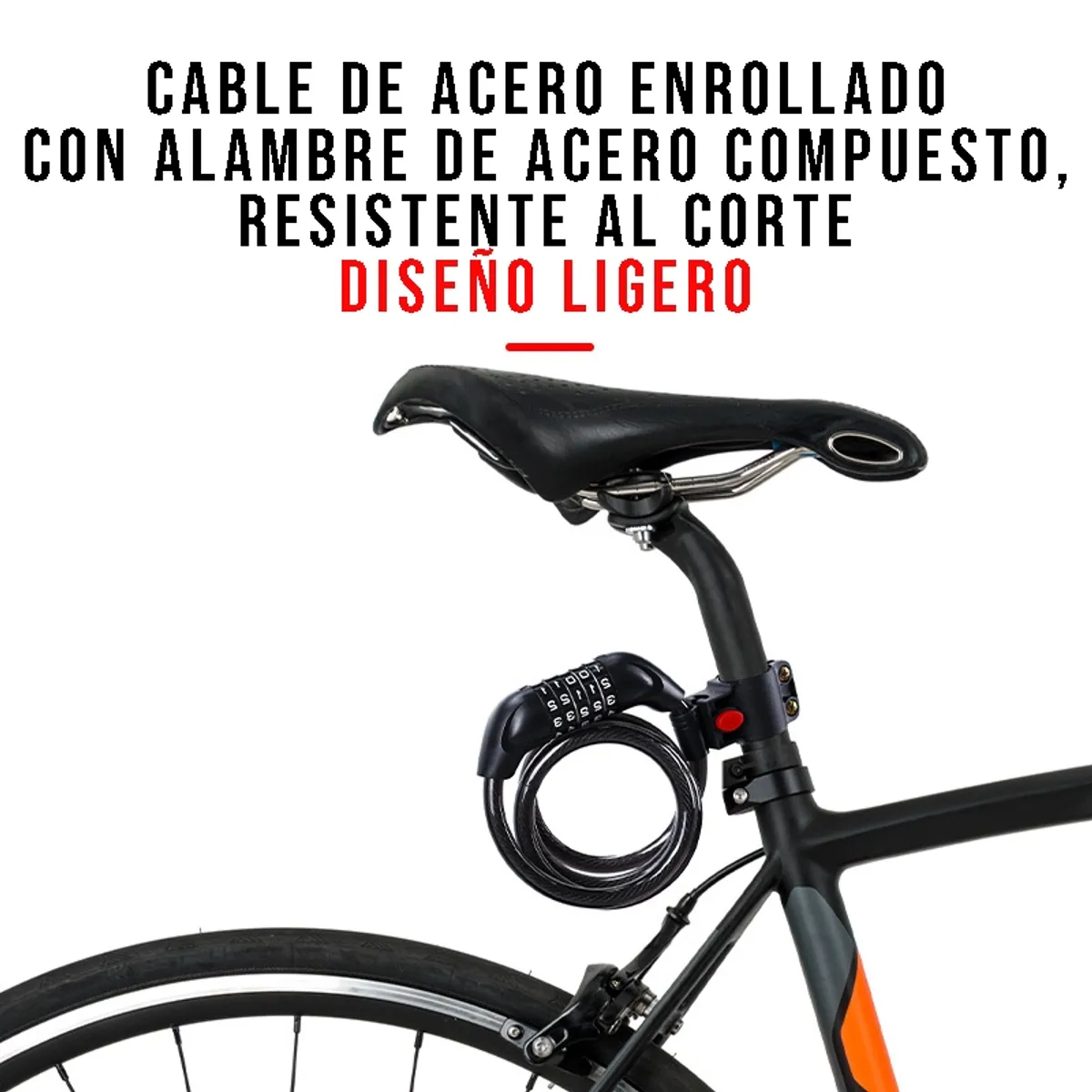 CRUSEC - Candado Bicicleta Clave Seguridad De Bloqueo Antirrobo 120cm