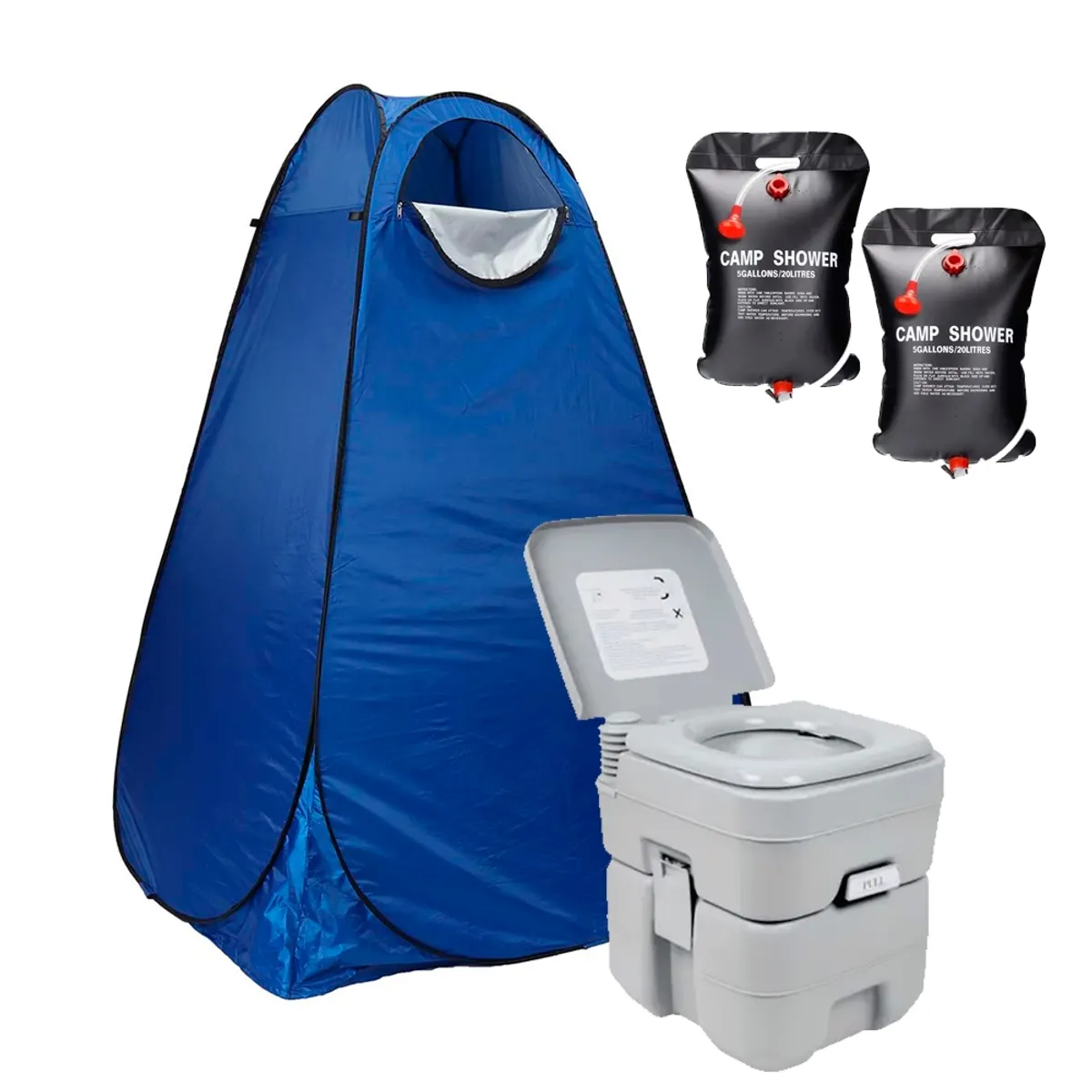 GENERICO - Carpa Caseta Baño Vestidor + Baño Químico + 2 Duchas 40 Lts