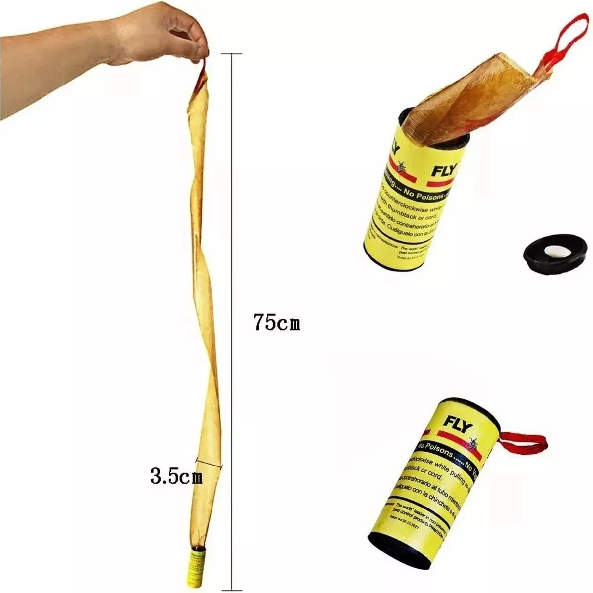 GENERICO - Pack 4 Cinta Atrapa Moscas Tubos Trampa Pegamento Insectos